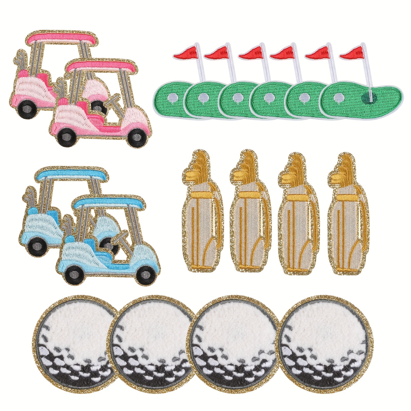 

18pcs Golf Combination Embroidery , Golf Cloth , Suitable For , , , And Accessories