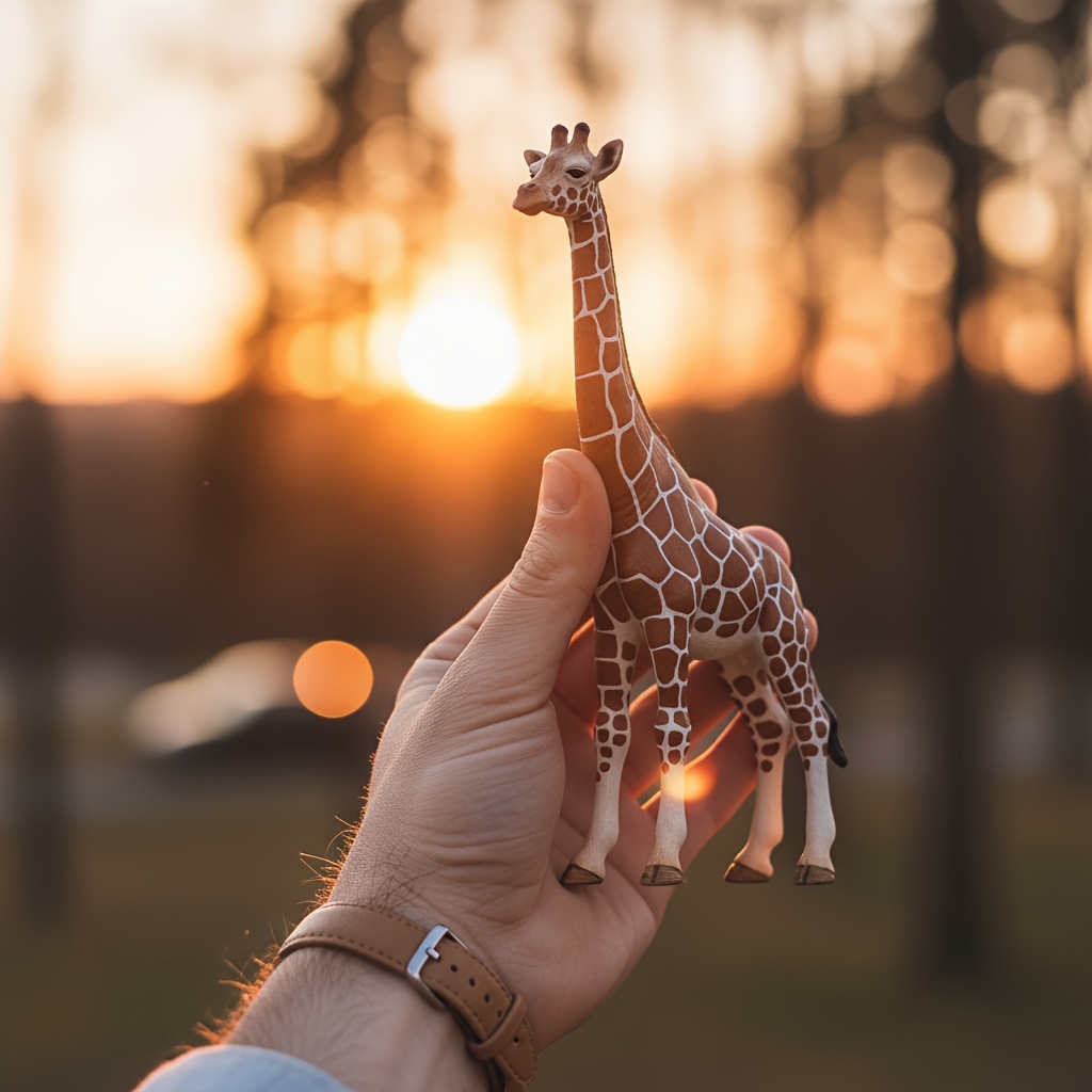 TEMU Hand-painted Giraffe Statue Suitable For, Birthday & Zoo-themed Gift - Plastic Animal Figurine With Realistic Detailing For Tabletop Display,
