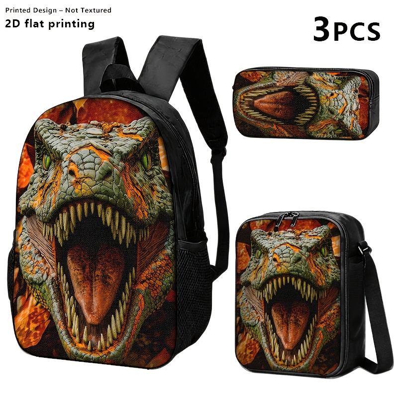 TEMU Printed Design-not Textured 1pc/2pcs/3pcs -themed Backpack, Shoulder Bag, And Pouch With 2d Printed; Design For Trendy Adults In Commuting,