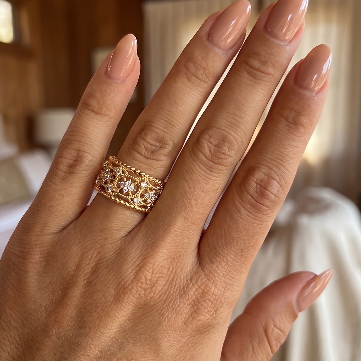 Minimalist Woven Openwork Women's Ring, Elegant Accessory