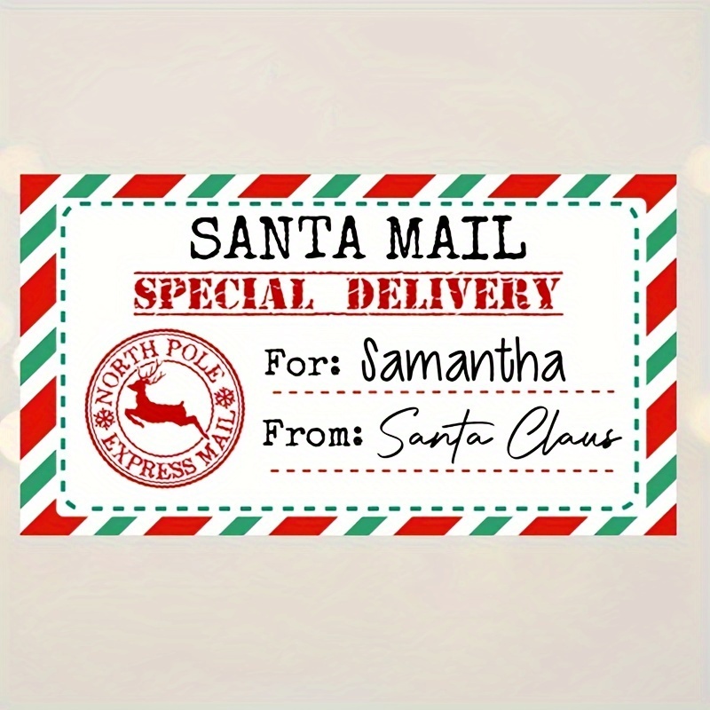 

10 Pack Of Festive Santa Mail Special Delivery Labels - Perfect For Christmas Gifts From Santa Claus