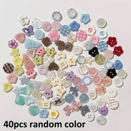 40pcs random color high gloss ins colored buttons diy handmade resin decorations bead accessories cute buttons