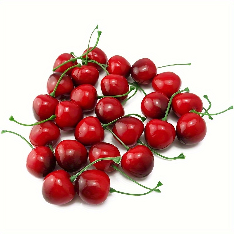 

20 Pcs Artificial , Lifelike Simulation Decor, Anniversary Celebration, Decorative Faux Cherry For Adults 18+ - Realistic Plant Decor For Kitchen, Party, Diy Crafts