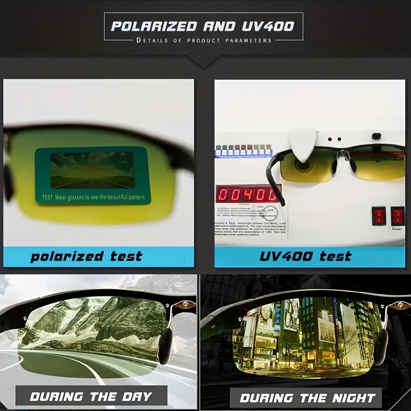 CLLOIO Berėmiai Fotochrominiai Saulės Akiniai, Dienos ir Nakties Matymo Chameleono Aliuminio Rėmelio Saulės Akiniai, Vyrams ir Moterims, Laisvalaikiui, Verslui, Lauko Vakarėliams, Atostogoms, Kelionėms, Vairavimui, Žvejybai