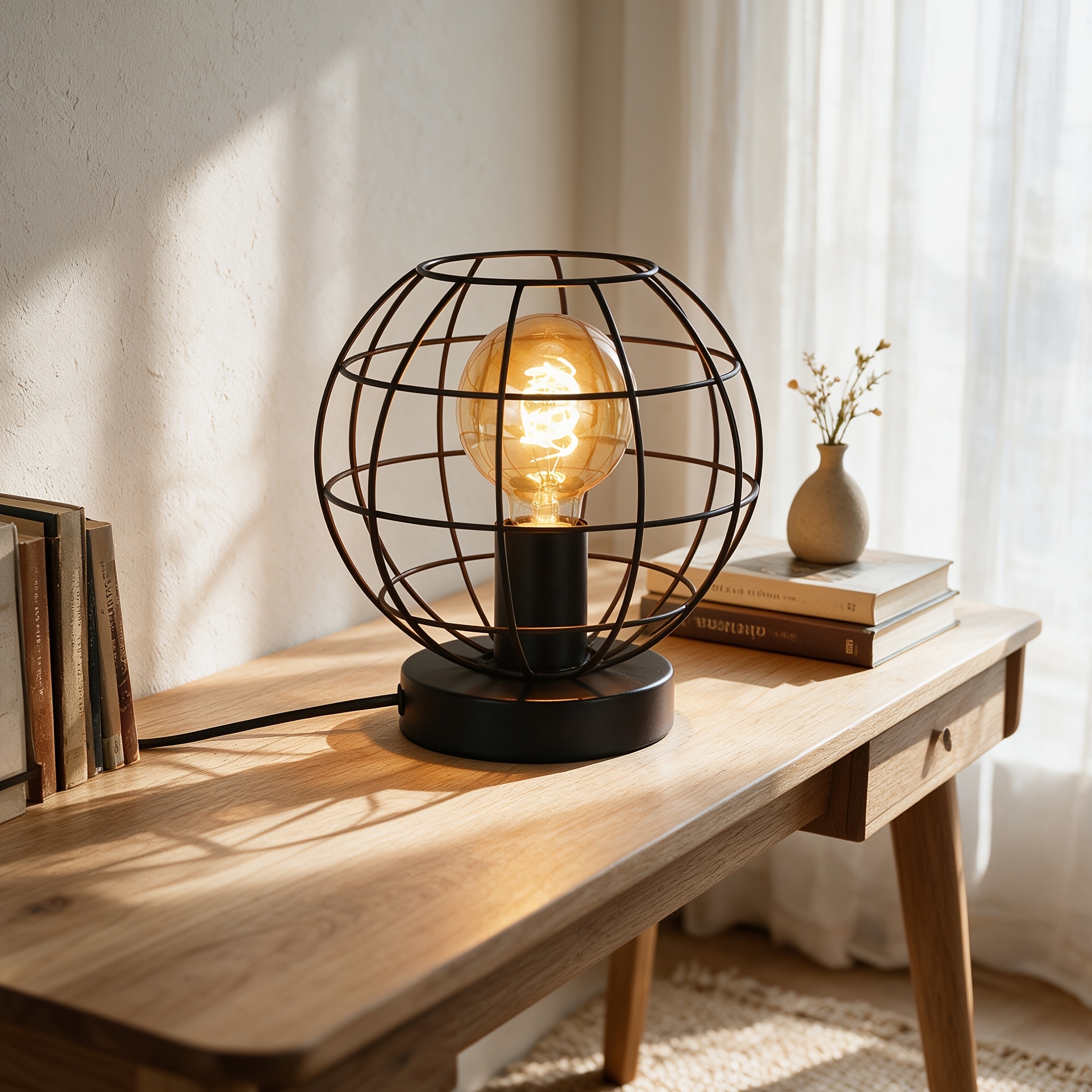 Metal Table Lamp E27 - Decorative Bedside Lamp, Suitable For Living Room, Bedroom, More Suitable For Desk And Office, 40w High Power (lamp Not Included)