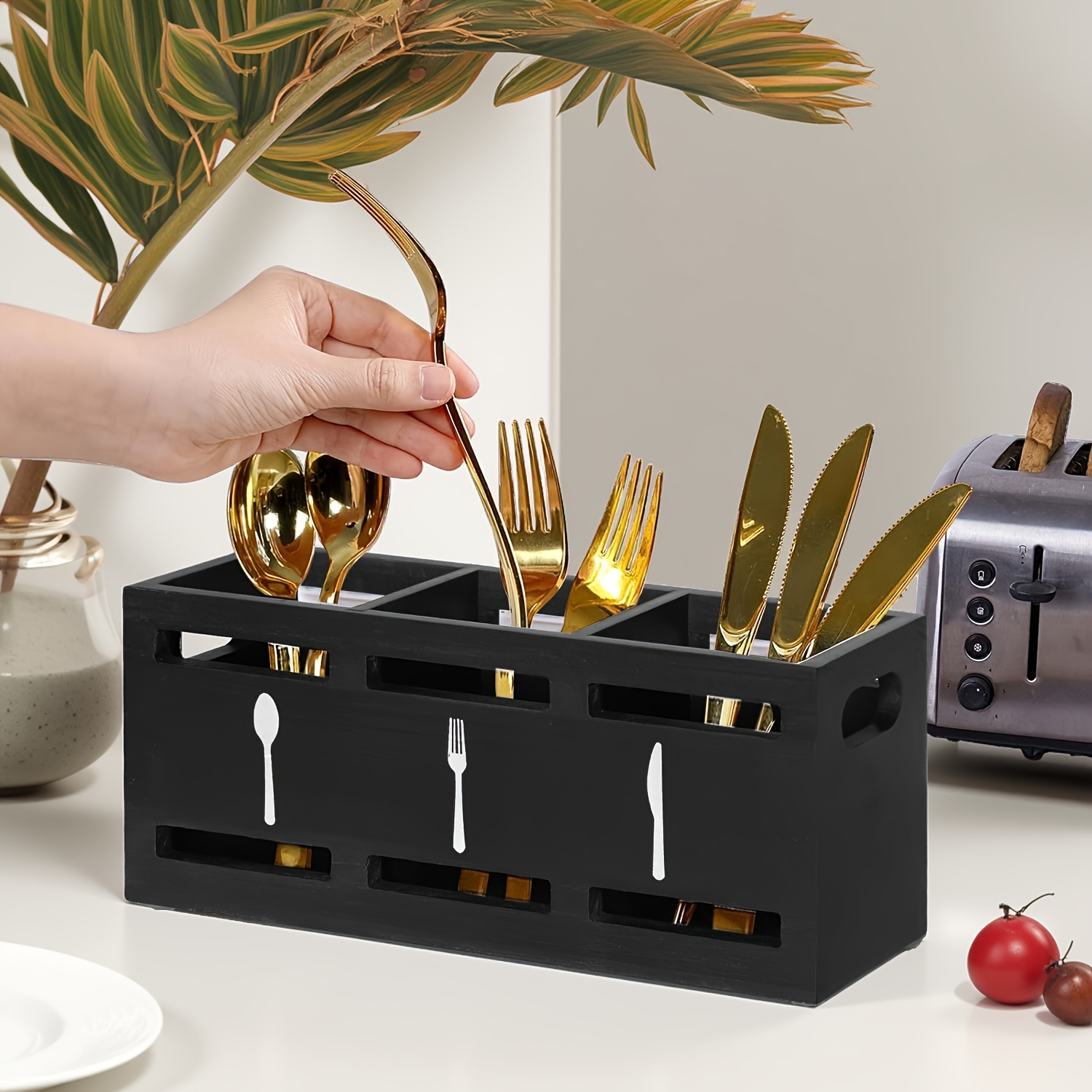 Scatola Porta Posate In Legno – Set Da Viaggio Con Bacchette, Forchetta E Cucchiaio, Ecologico E Riutilizzabile - 3