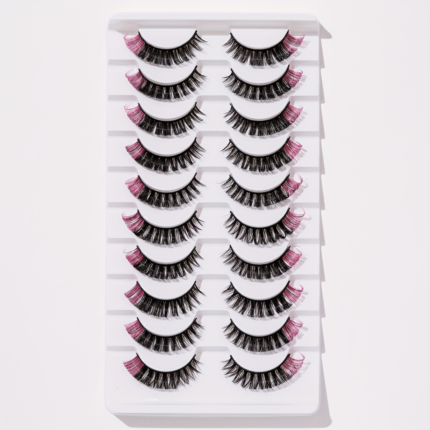 

10 Pairs False Eyelashes Sweet Fluorescent Powder - Eyelash Tail Lengthening False Eyelashes Phy-sa24-2