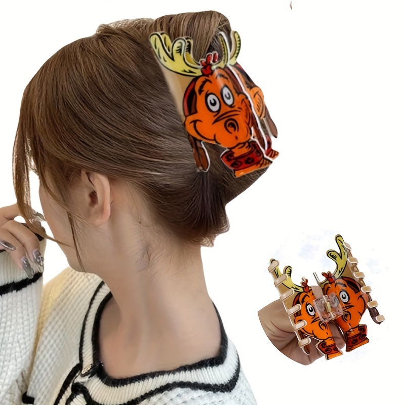 

Acrylic Large Cartoon Elk-shaped Hair Claw Clips For Women, Cute Creative Animal Clips For Christmas, Hair Accessories Hairstyles , Christmas Gifts