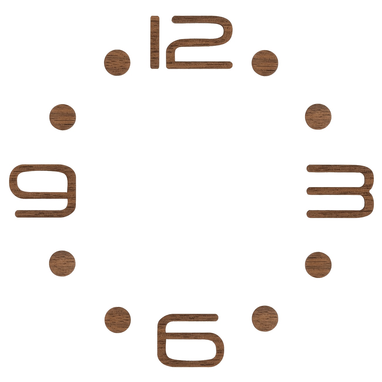 TEMU 1 Set di adesivi in legno per orologio da parete, e segnapunti, decalcomanie autoadesive per cifre orologio, ornamento decorativo da parete per