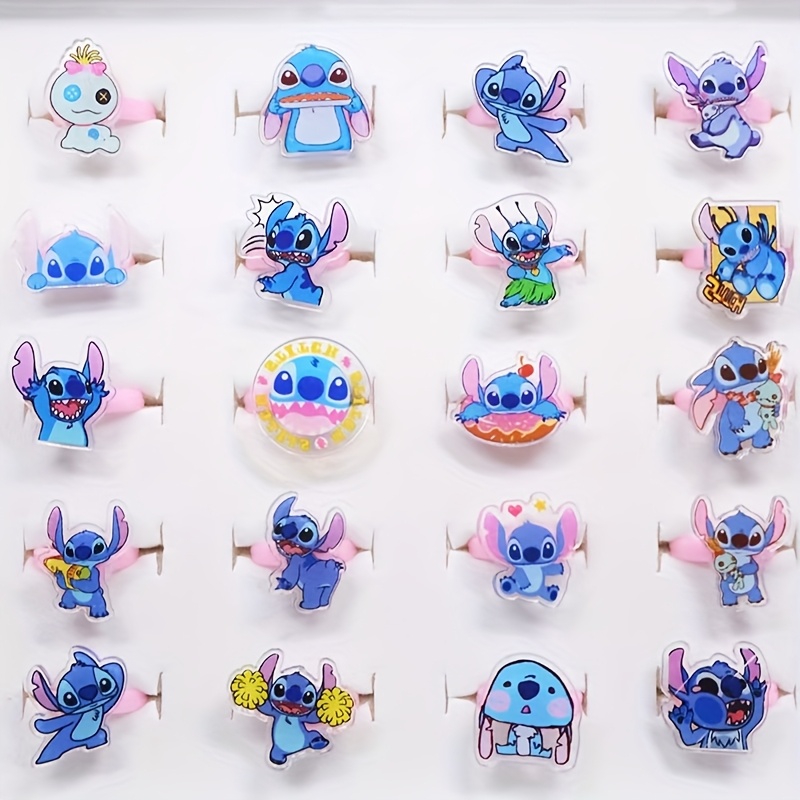 

10-pack Disney Stitch Acrylic Ring Set, Assorted Cute Designs, No , For & Gift, Party Accessory, Valentine's Day,