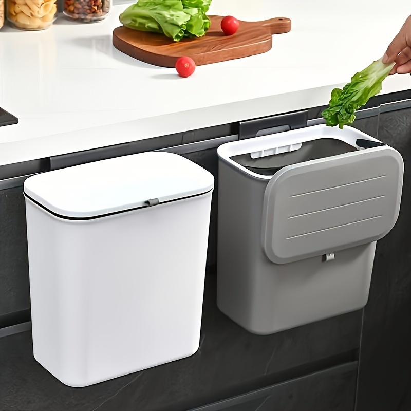 

Wall-mounted Kitchen Trash Can 2-in-1 With Lid And Toilet Paper Holder, Space-saving Rectangular Plastic Garbage Bin, Easy Installation, Quiet Close Lid - Use Without Electricity (set Of 1)