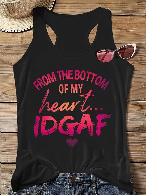 casual alphabet printed tank top womens crew neck regular fit suitable for spring summer