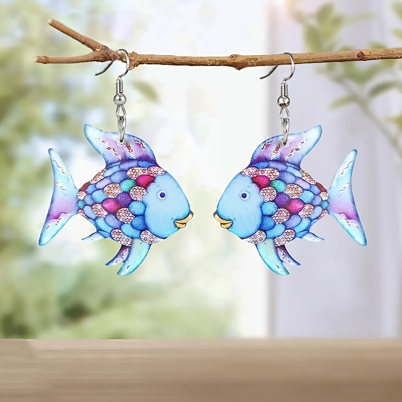 

Mignons Poissons de en Acrylique Pendentifs et Boucles d'Oreilles, Exagérée Colorée de Océan, Crochets d'Oreilles en , Légers des les Quotidiennes et Cadeaux - Pas de Plaqué, Un Paire