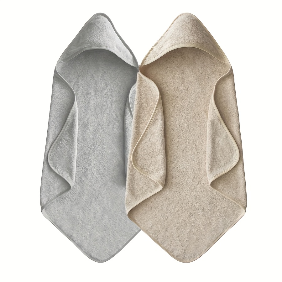 Image of 2pcs Children's Hooded Bath Towel Set, Bath Wrap, Hooded Cape Style, Thickened Cartoon Wearable And Wrap Towel - Soft And Absorbent Towel, A Gift For Your