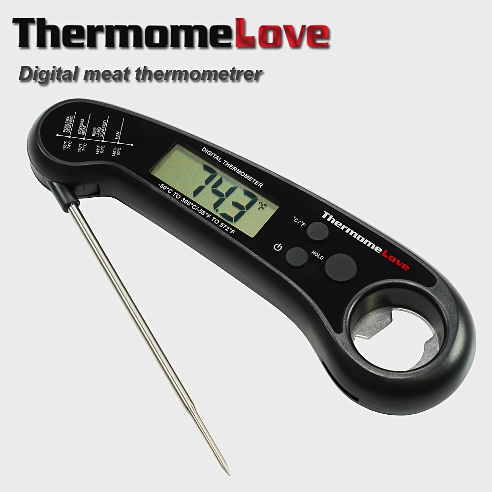 

1pc Instant Read Digital Meat Thermometer - Metal, Food-safe, Battery-powered (aaa), Bbq & Kitchen Use