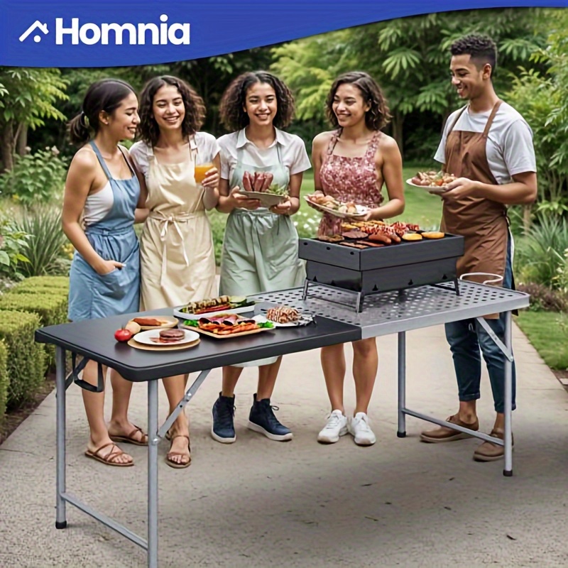 Yitahome | 6Ft Folding Portable Grill Table 2-in-1 Design Camping Table For Grill In Black 4