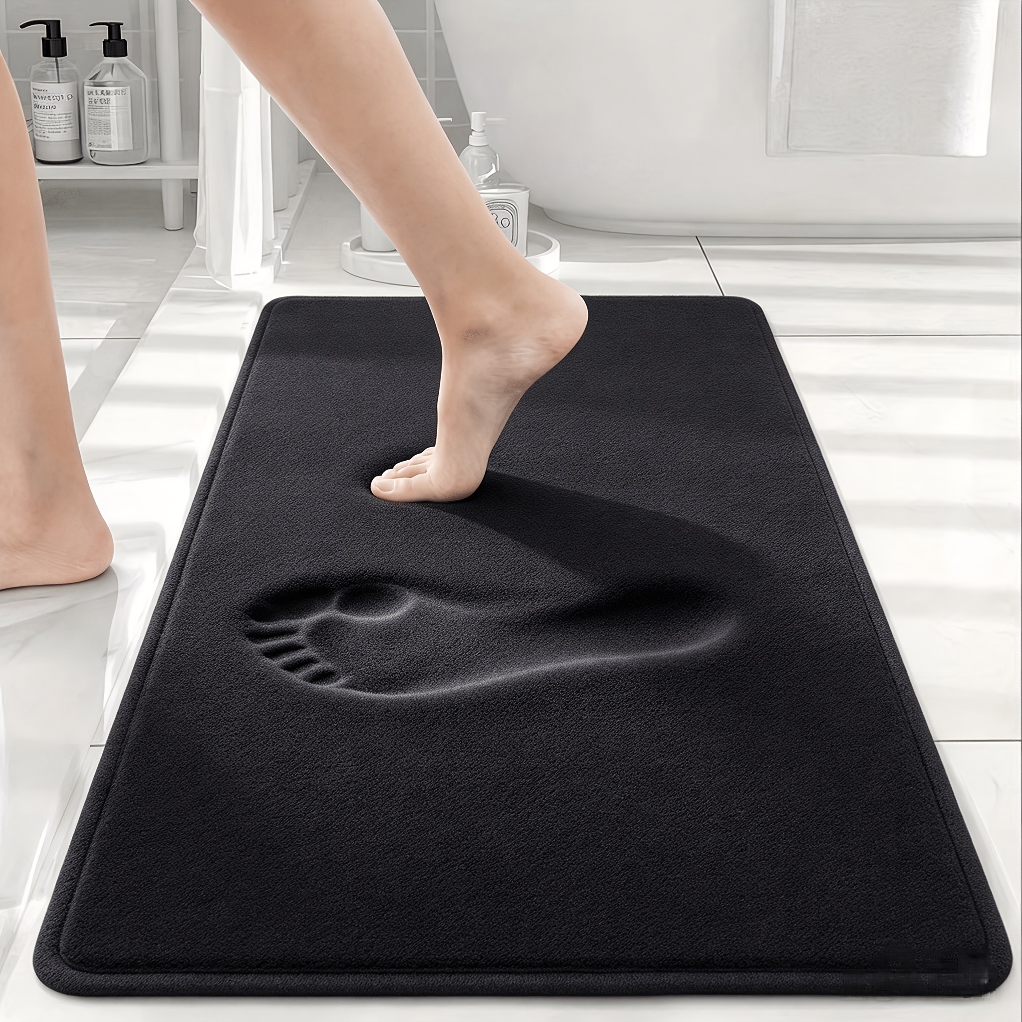 TEMU 1 tapis de bain en mousse à de , tapis de sol extérieur vintage absorbant antidérapant et rembourré, longue bande, tapis de sol confortable,