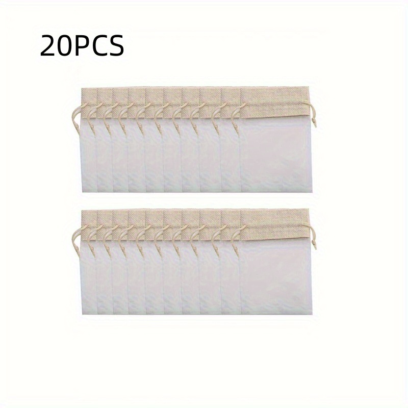 20pcs/pack Organza Linen Pocket Bag Holiday Gift Candy Storage Bags Sackcloth Linen Organza Drawstring Packing Splicing Pouches