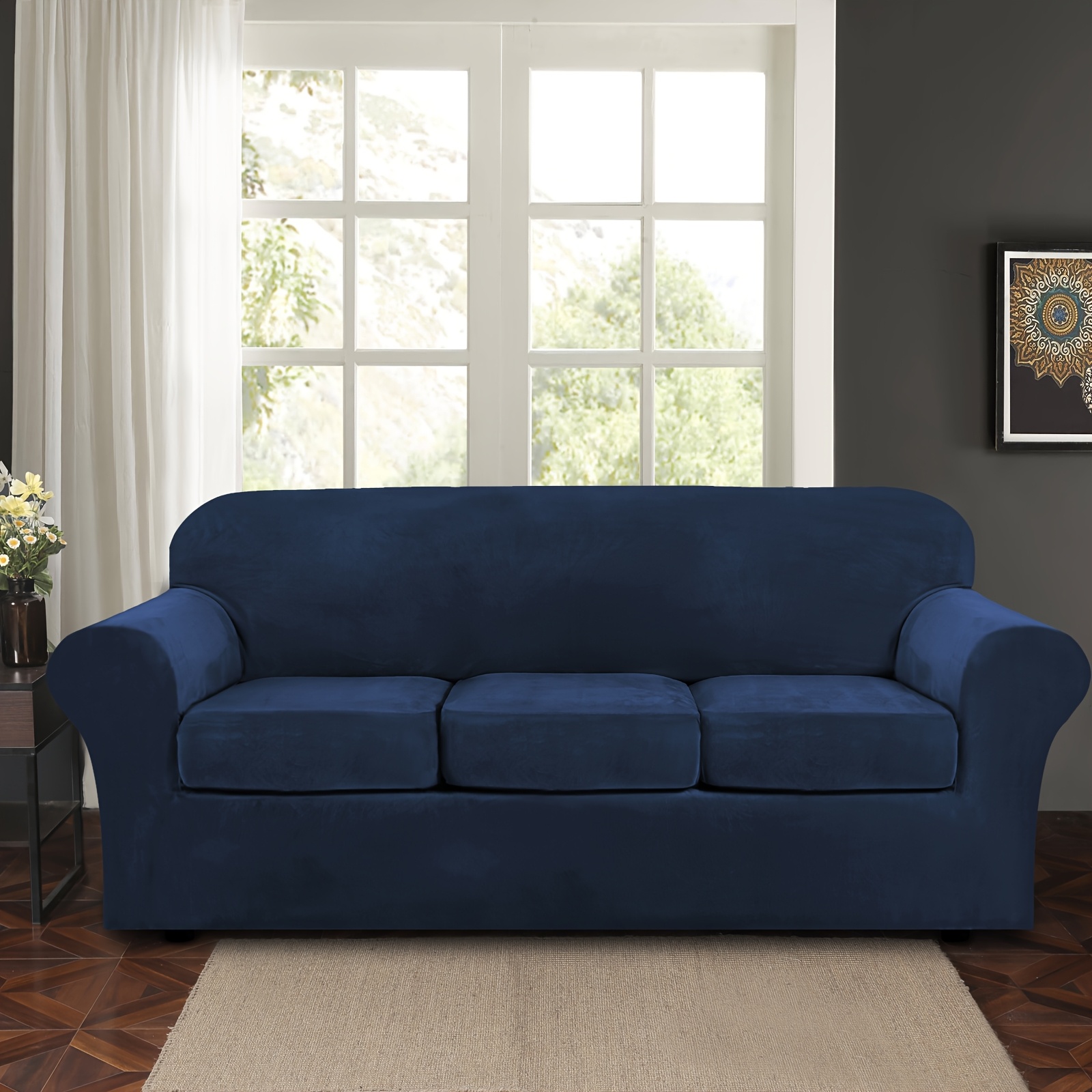 1-seater/ 2-seater Sofa Cover With Separate Seat Cushion Cover, Stretch Sofa Slipcover Replacement Furniture Protector, Velvet Couch Covers For Armchair/ Loveseat Split Combined