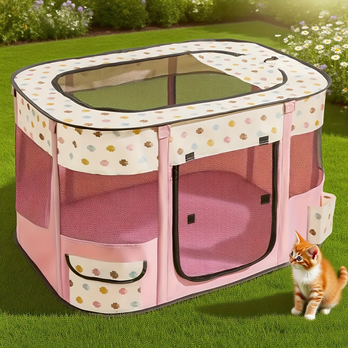 foldable cat and dog cage fence   bed pet supplies tent cat delivery room puppy and kitten delivery room Product details 7