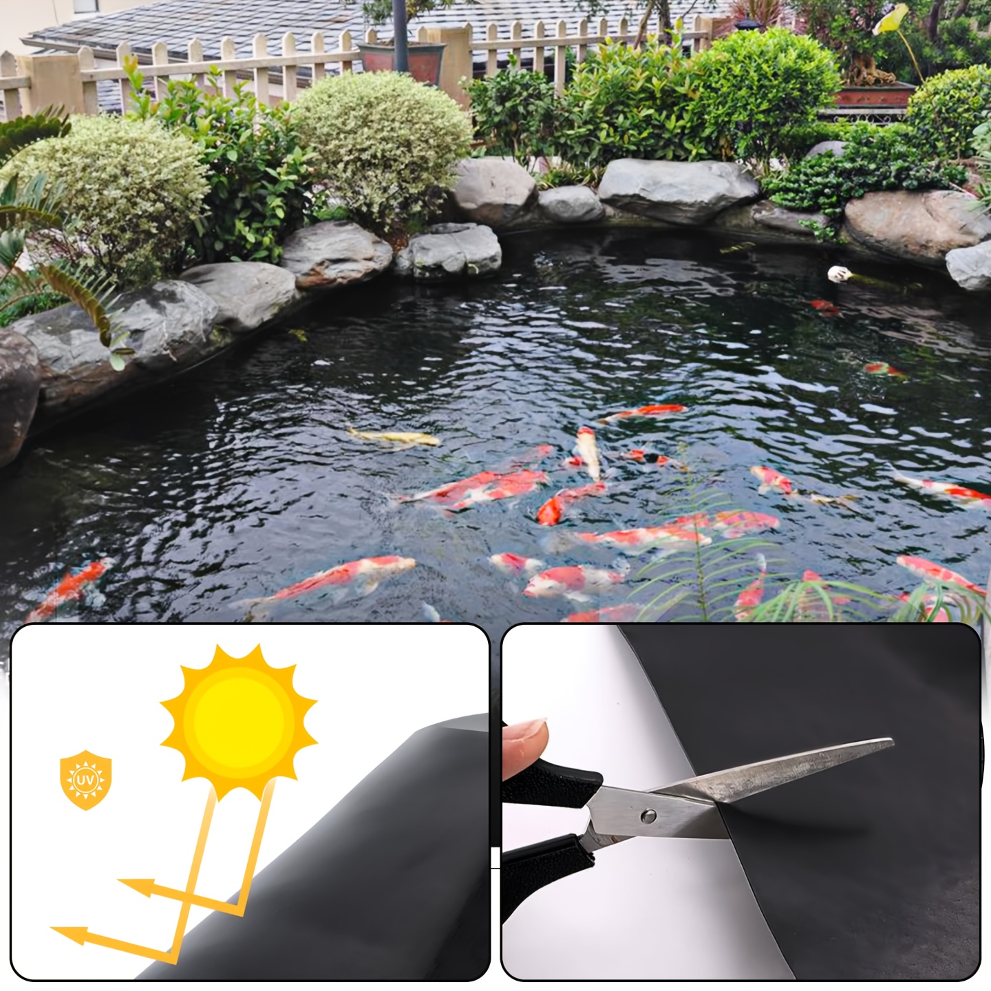 5 Sizes, 500-1200cm, Fish Pond Membrane. High Toughness, Durable and Anti-aging. Suitable for Geomembrane, Courtyard Pool Anti-seepage Membrane. Used for Slope Protection, Reservoir, Dams, Shrimp and Fishery Aquaculture