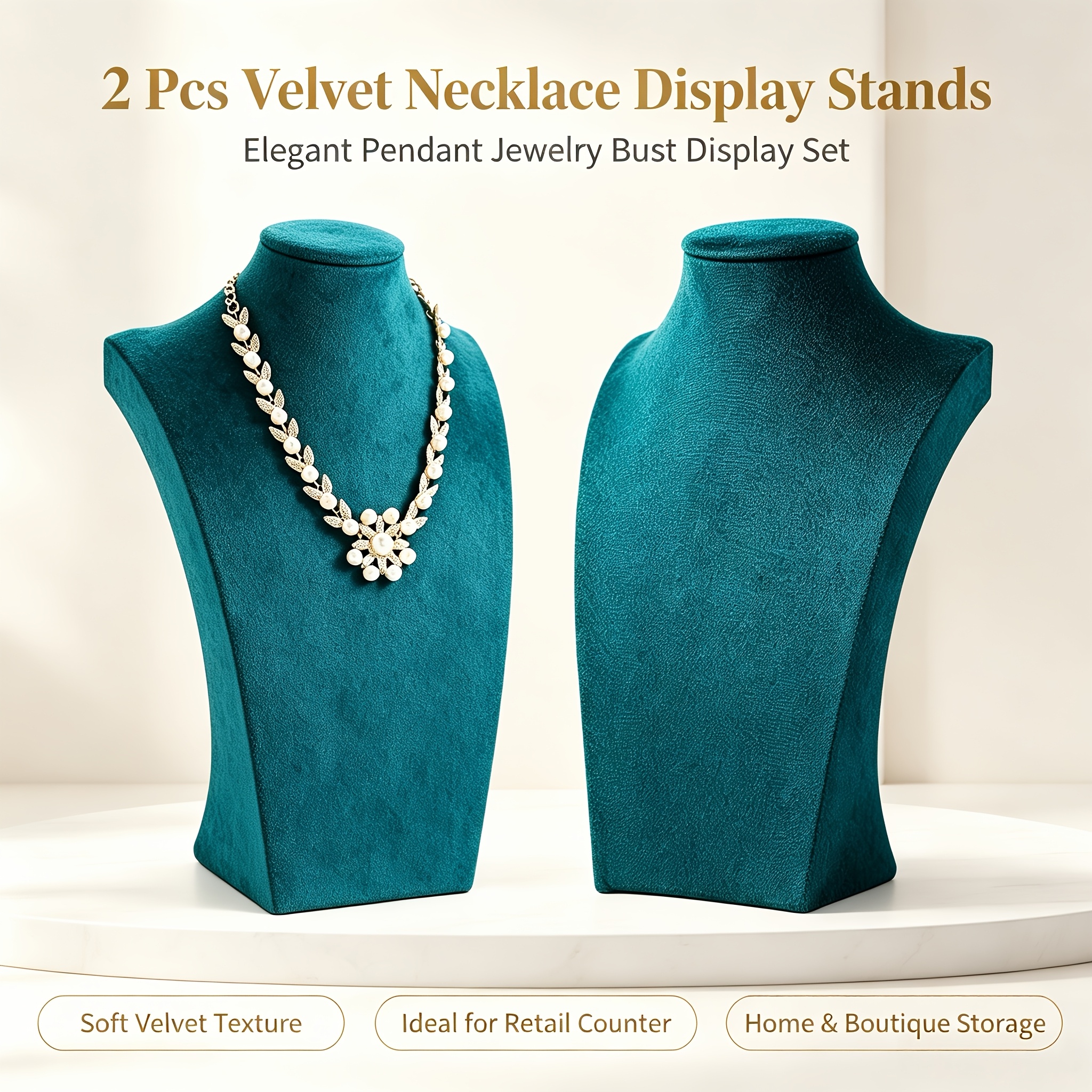 2pcs Velvet Necklace Display Stands, Elegant Organisers