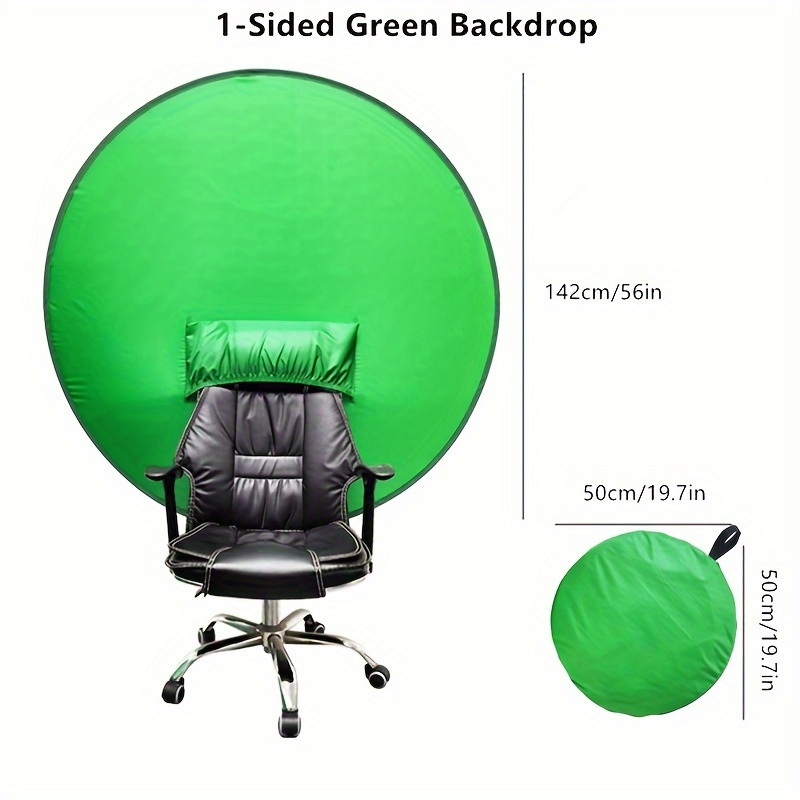 green backdrop portable webcam background folding round green screen chair backdrop for home video conference live streaming broadcast