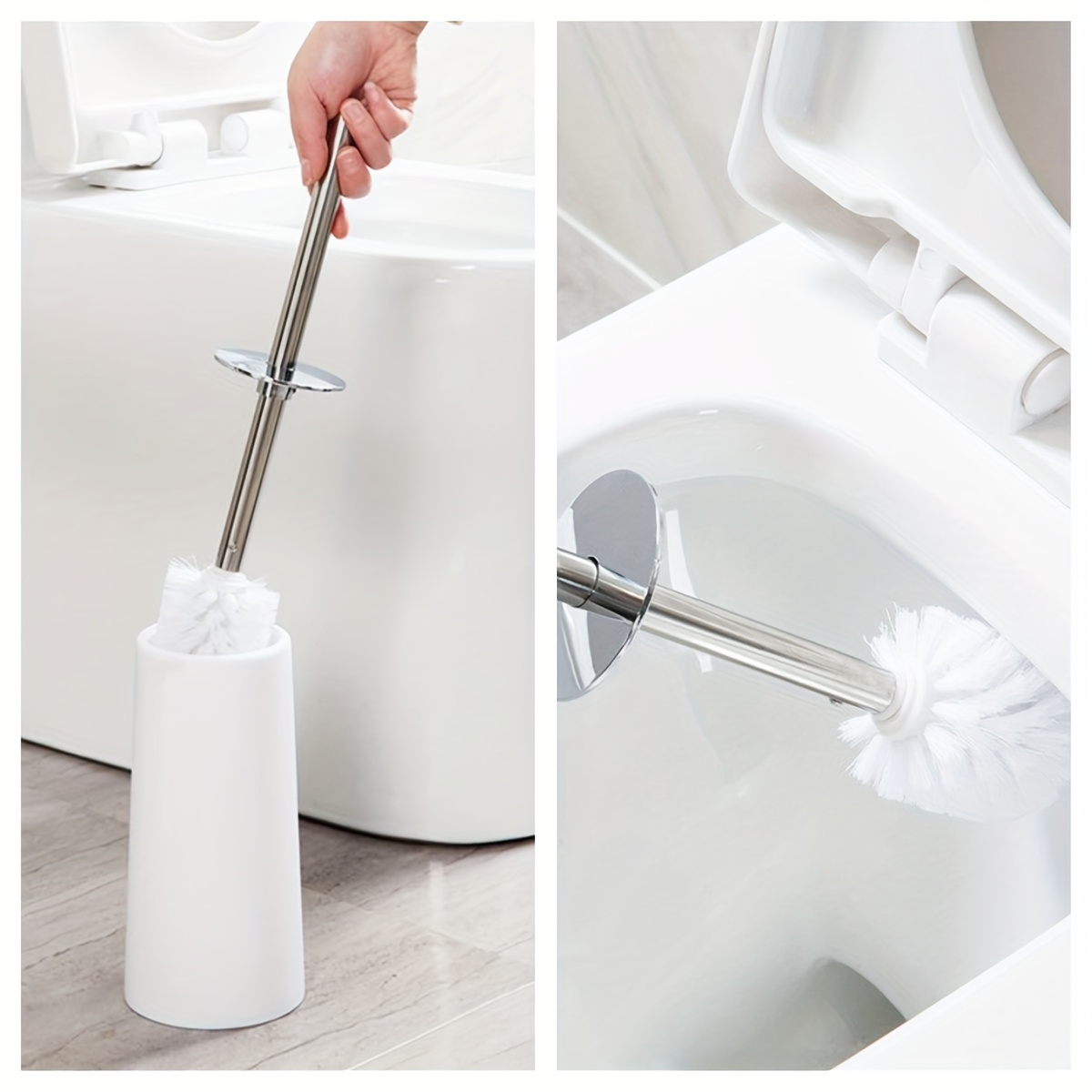 Brosse WC Longue - Poignée Plastique - Nettoyage Profond - Pour Toilettes Et Salle De Bain