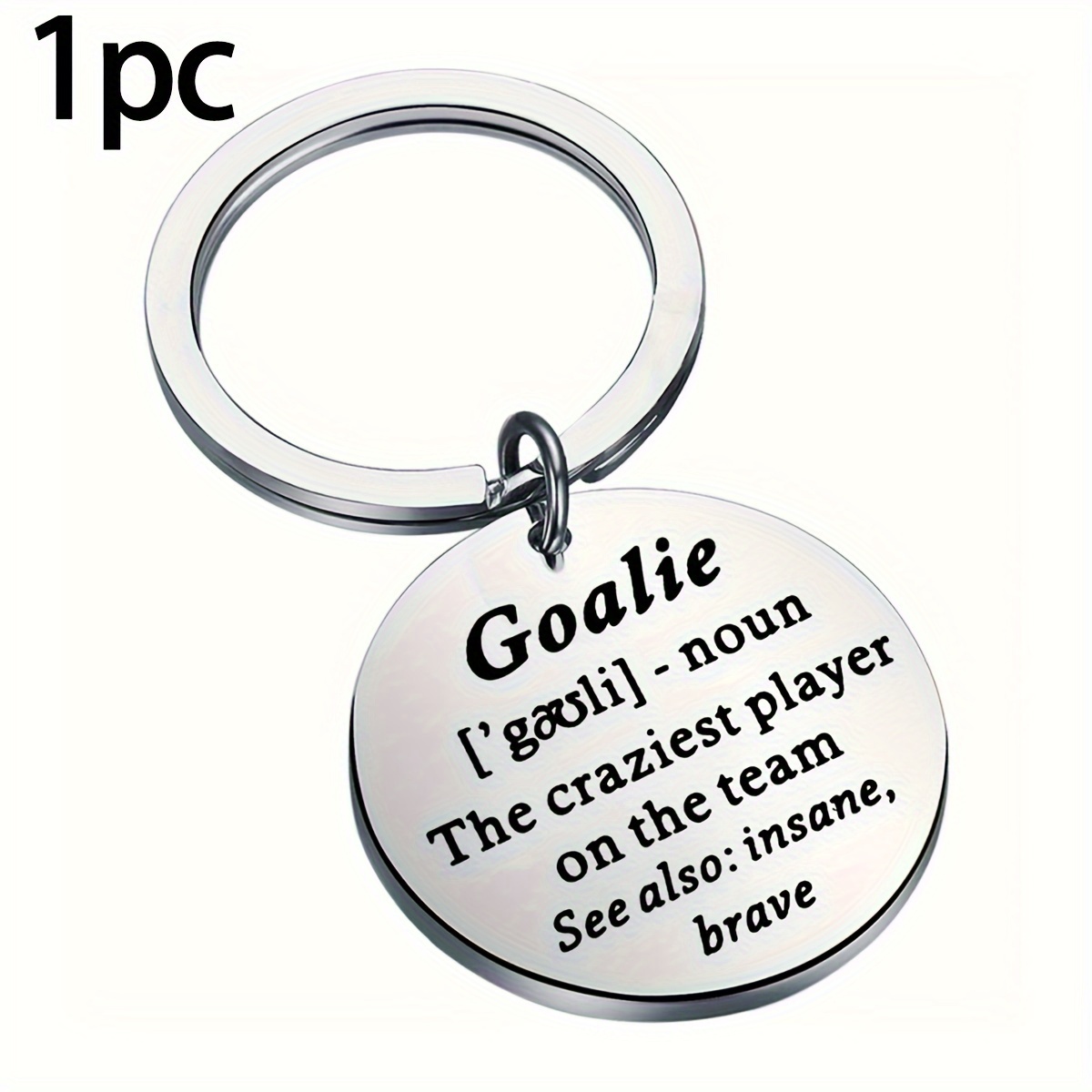 TEMU 1pc/3pcs/5pcs, Stainless Steel Round Keychain, "goalkeeper, The Player In " Keychain, Hockey Team Goalkeeper Gift, Gift For Football Goalkeeper