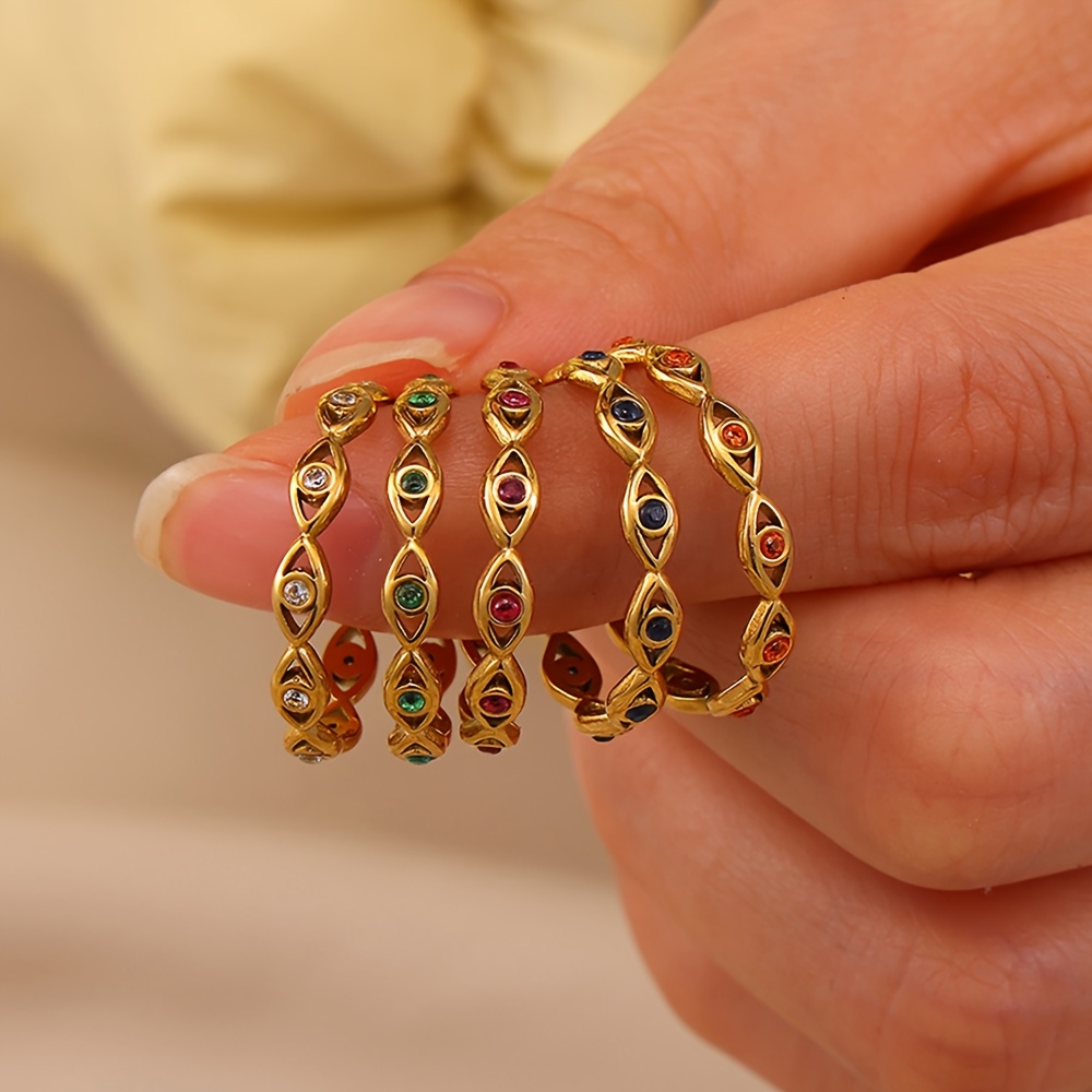 Golden-Plated Evil Eye Open Ring, Stylish Statement