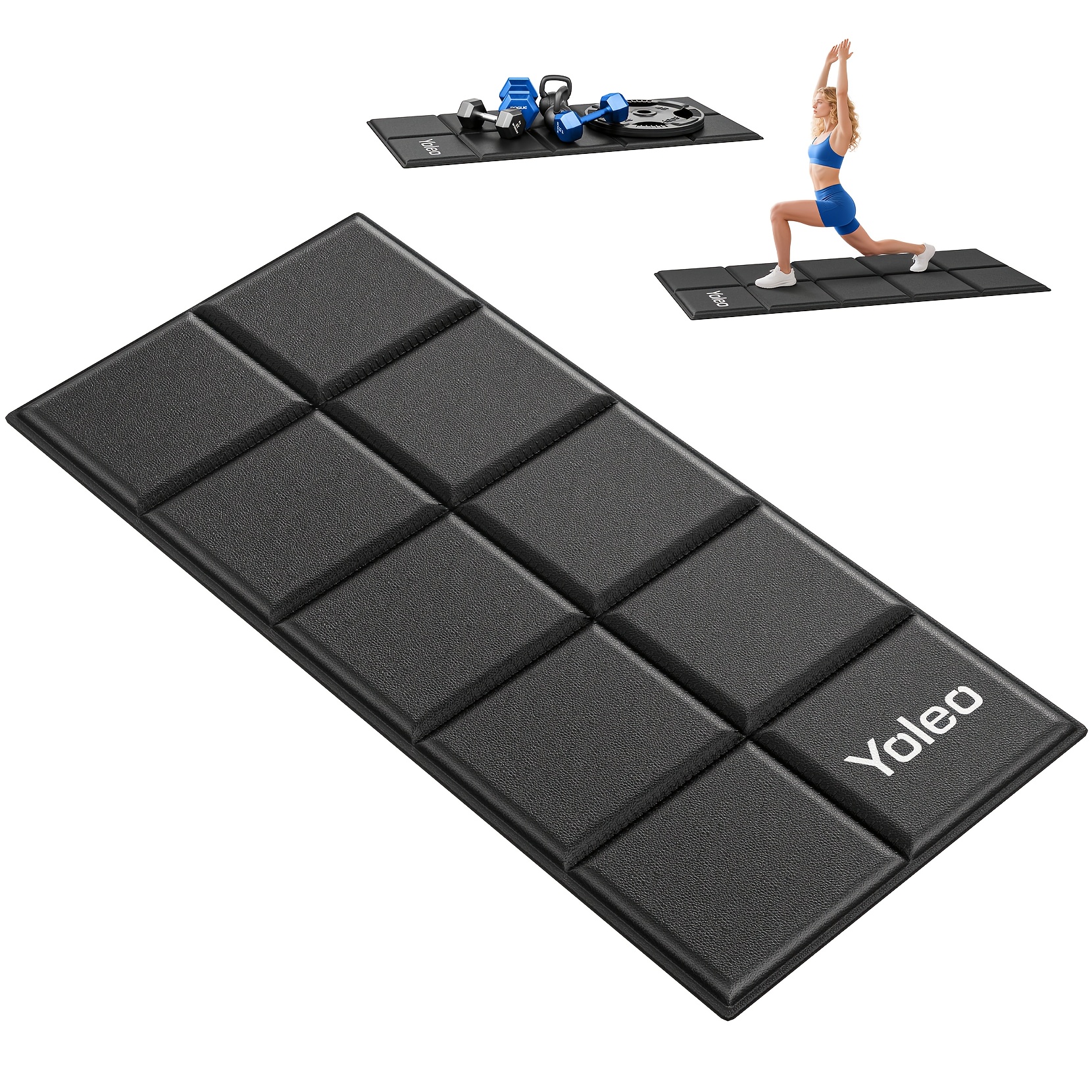 E-shop 160x75 cm faltbare Laufbandmatte - 1/4" dicke rutschfeste Bodenmatte für Fahrradtrainer & Hantelbank, stoßdämpfende Ausrüstungsmatte fürs