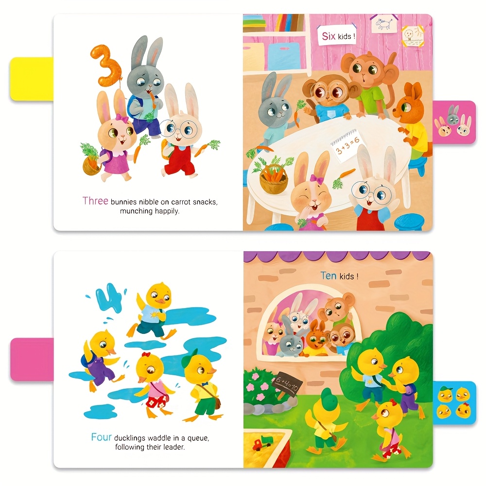 The Initial Day at School, Books for Kids Aged 1-5 Focusing on Numbers And Addition, Featuring Cartoon Illustrations, Easy to Clean, Suitable for Family Education, Perfect As Gifts for Christmas, New Year, And Birthday Parties.