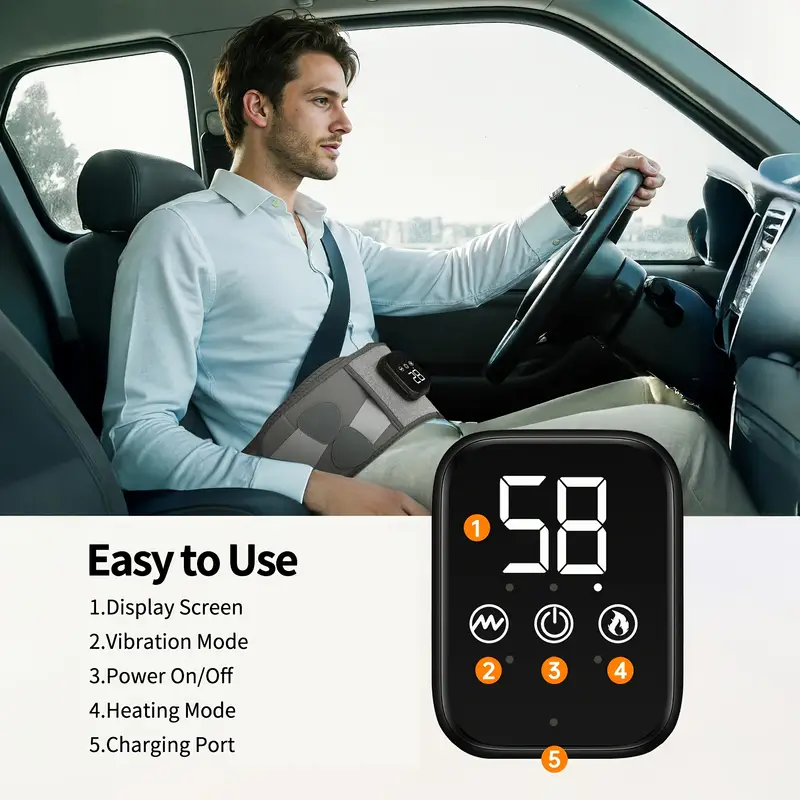 wireless heating waist massage belt with waist support 3 heating and vibration adjustable and wearable under clothes usb charging discreet design breathable belt heating vibration heating busy professionals office workers Product details 6