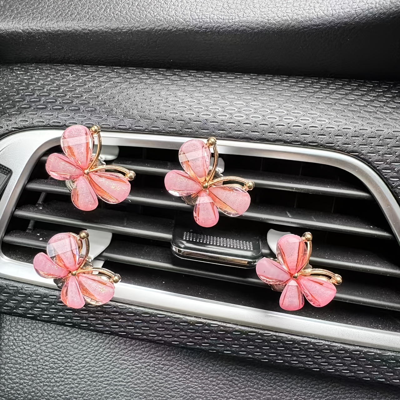 TEMU 4pcs Set Of Light Luxury Sparkling Decorative Clips, Car Air Fresheners, Car Vent Decorations