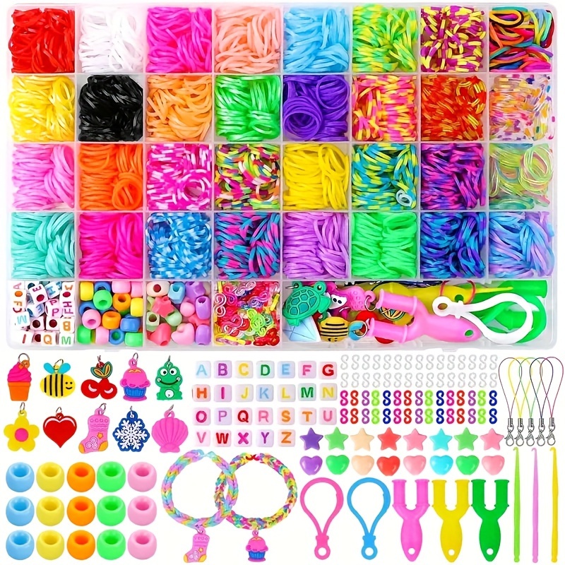 

Kit, 40-grid Braiding Colorful Rubber Bands Diy Set, Bohemian Style Handicraft Materials With Charms And Tools For Making Bracelets And Jewelry