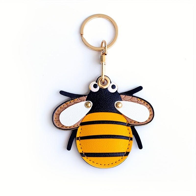 2d Creative Cute Insect Airtag Pu Leather Case, Access Card Holder, Backpack Keychain, Bag Charm, School Bag Gift For , Small Present