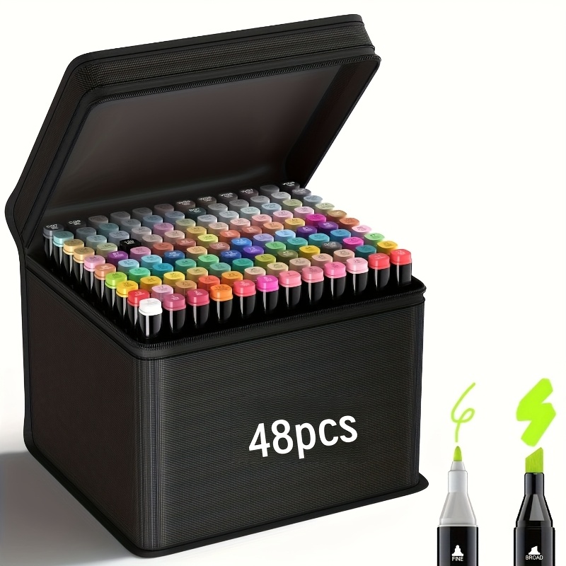 

A Set Of 48 -based Markers That Used For Drawing On Ends, Suitable For Artwork, Permanent Sketches, Marking, And Coloring.