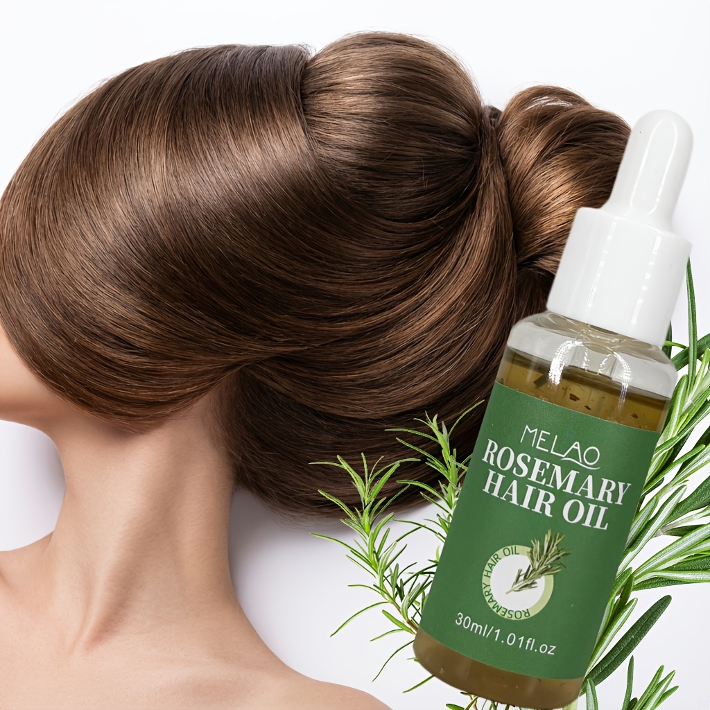Image of Melao Rosemary Hair Oil With Real Rosemary Leaves, Hair Oil For Hair Care, Frizz, Adds Shine And , Repairs Dry And Damaged Hair, Nourishes Scalp, With Dropper, For All Hair Types, 30ml/1.01fl.oz