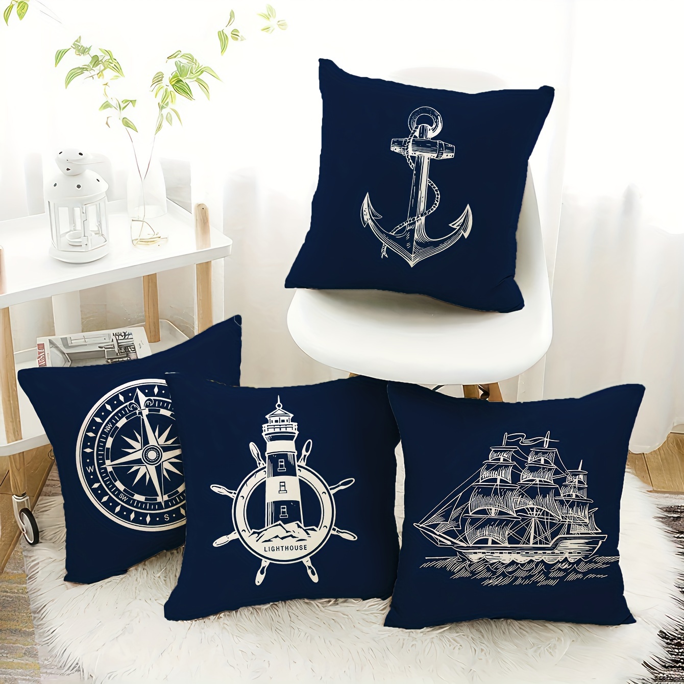 

4- , - , 18x18 , Decorative , Polyester, Zippered, , – Sailing Themes For