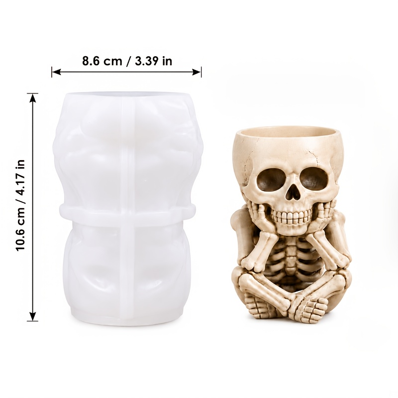 TEMU Resin Silicone Mold, 3d Skeleton Decorative Planter Mold, Flexible, Durable And Reusable For Repeated Casting With Consistent Detailed Results,