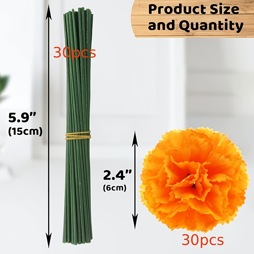 TEMU 60pcs Set With Stems And Artificial Marigold Heads, Autumn Diy Wreath, Orange Fake Flowers Suitable For Diwali And Halloween, Suitable For