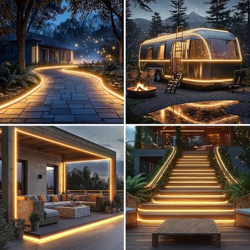 marine solar led light strip white warm rgb ambient light courtyard decor light no wiring high brightness strip