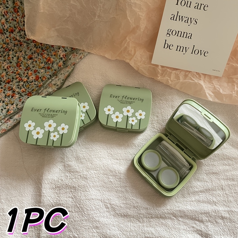 Image of Deeplan Cute Floral Portable Glasses Case With Soft Pastel Colors, Mini -friendly Hard Box For , Ideal For Bags, Desks, Dorm Rooms And Use, Lightweight Design With Flip-open