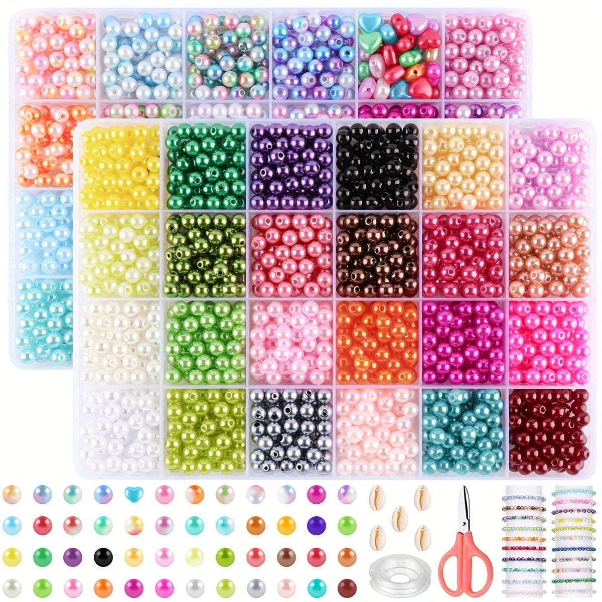 

24-color 6mm Acrylic Pearl Beads With Holes - Multicolor Round Loose Spacer Beads For Diy Jewelry Making, Necklaces & Bracelets Craft Supplies