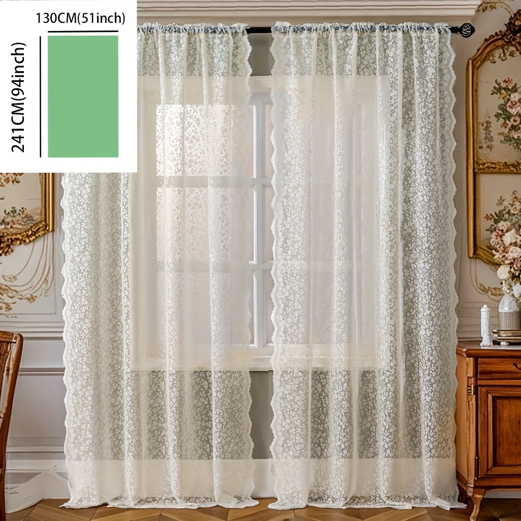 Transluzenter Küchenvorhang Mit Gürtelschlaufen – Beige Blumen, Polyester, 100 X 150 Cm