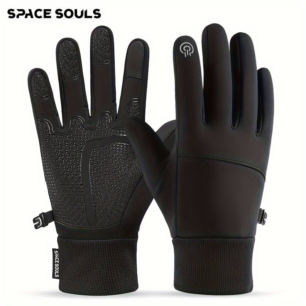 

Space Winter Warm Gloves, Men's Touchscreen Fleece-lined Gloves, Outdoor Sports Waterproof, Running Cycling Fishing Skiing, Knit Fabric Polyester , Pull-on Closure