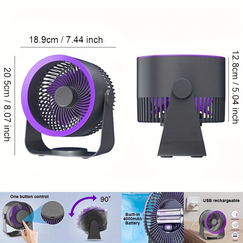 1  functional large wind volume rotating new fan suitable for   room desk office desk washroom outdoor camping and other multi scene use details 2