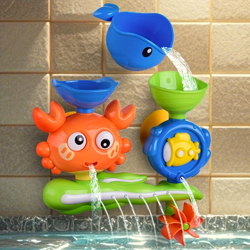 Suction Cup Bath Toy Set for Kids, Rotating Water Wheel Fun