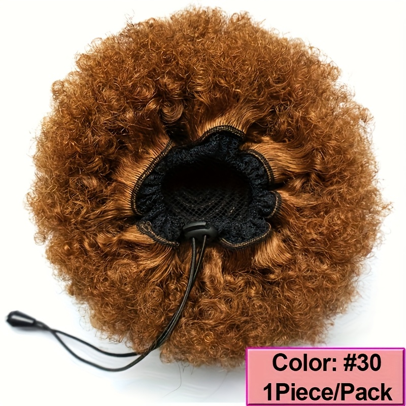 TEMU Une queue de cheval douce et d' naturel, avec un Afro court en cheveux humains, parfaite pour un , les tenues d'Halloween et un indispensable