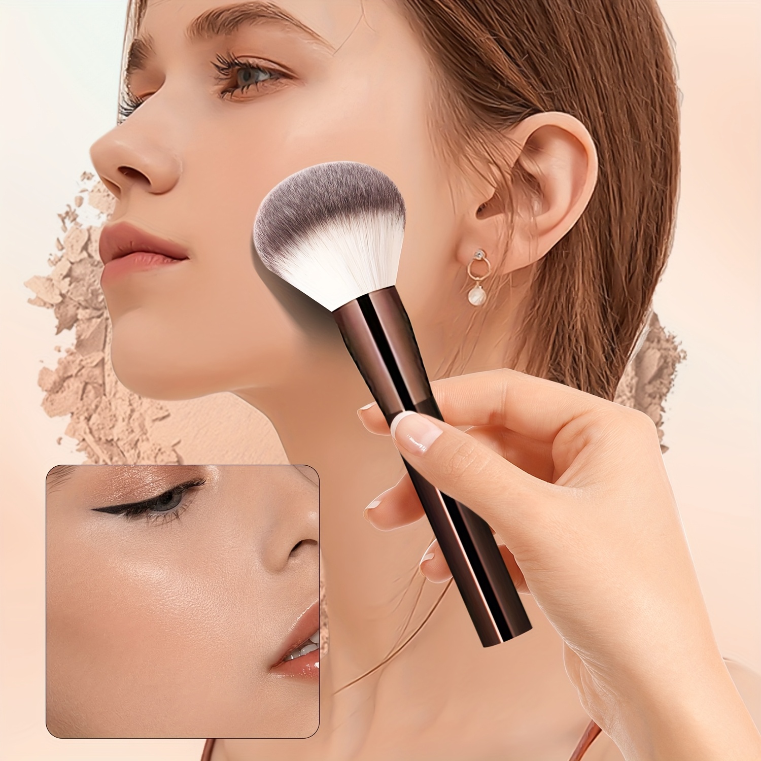 [2025 ]soft And Fluffy Powder Brush, Professional Setting Powder Brush, No Shedding Bristles, Suitable For , Portable Makeup Tool